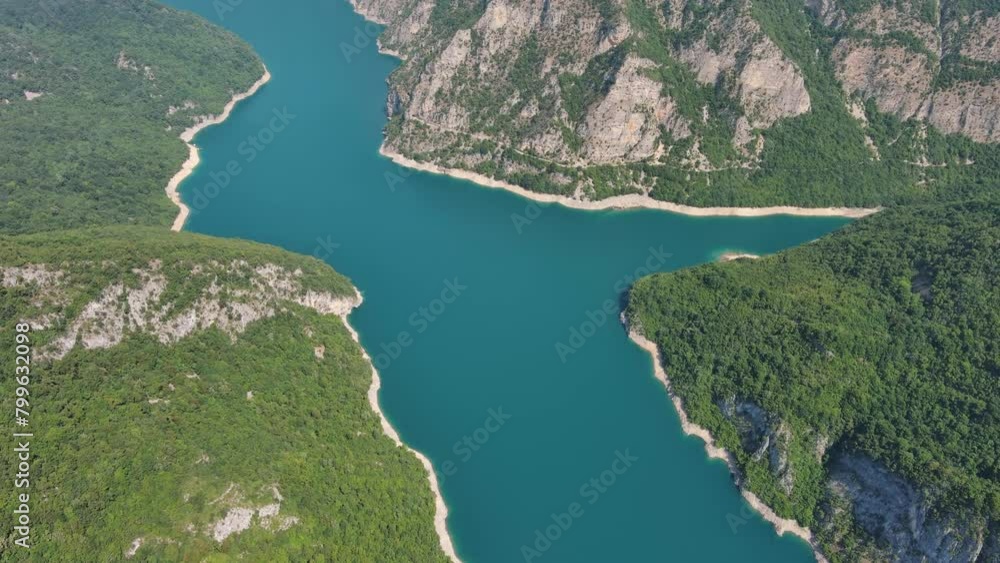 Aerial view of Beautiful Piva river canyon with reservoir Piva Lake (Pivsko Jezero) summer view in Montenegro. Nature travel background, 4k Aerial view of Beautiful Piva river canyon with reservoir Piva Lake (Pivsko Jezero) summer view in Montenegro. Nature travel background, 4k