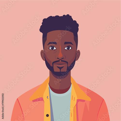 Diverse people portrait, flat style vector design illustration of young man