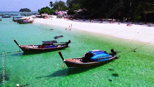 Beaches and longtail boats on Koh Lipe photo