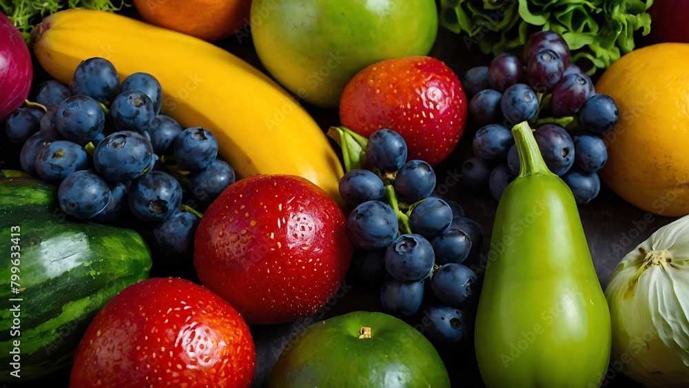 Fruits and vegetables on table