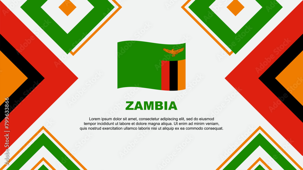 Zambia Flag Abstract Background Design Template. Zambia Independence Day Banner Wallpaper Vector Illustration. Zambia Independence Day