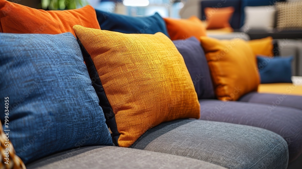 Obraz premium Fabric Sofa Texture Variety: Photos highlighting the texture variety of fabric sofas