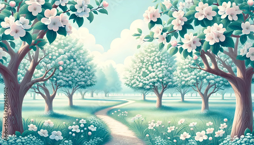spring landscape with tree