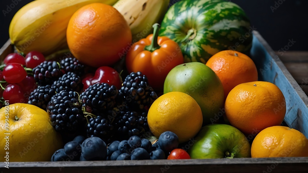 Fruits and vegetables on table Fruits and vegetables on table
