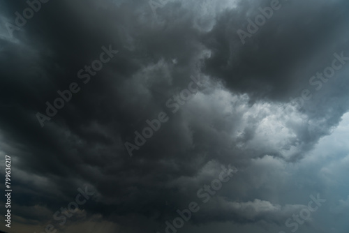 Dark sky with stormy clouds. Dramatic sky rain,Dark clouds before a thunder-storm. photo
