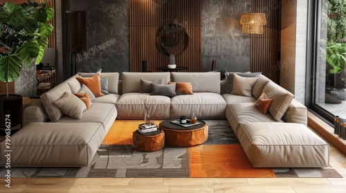 Sectional Sofa Family Room: A 3D illustration of a sectional sofa in a family room setting