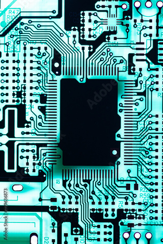 Abstract,close up of Mainboard Electronic background. (logic board,cpu motherboard,circuit,system board,mobo) © pinglabel