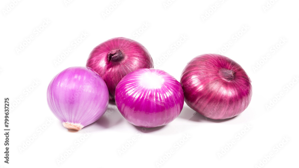 Red whole onion isolated on white background