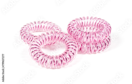 elastic rubber bands for hair isolated on a white background.