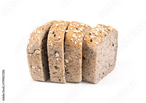 brown bread with cereals isolated on white background
