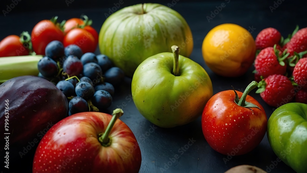 Fruits and vegetables on table Fruits and vegetables on table