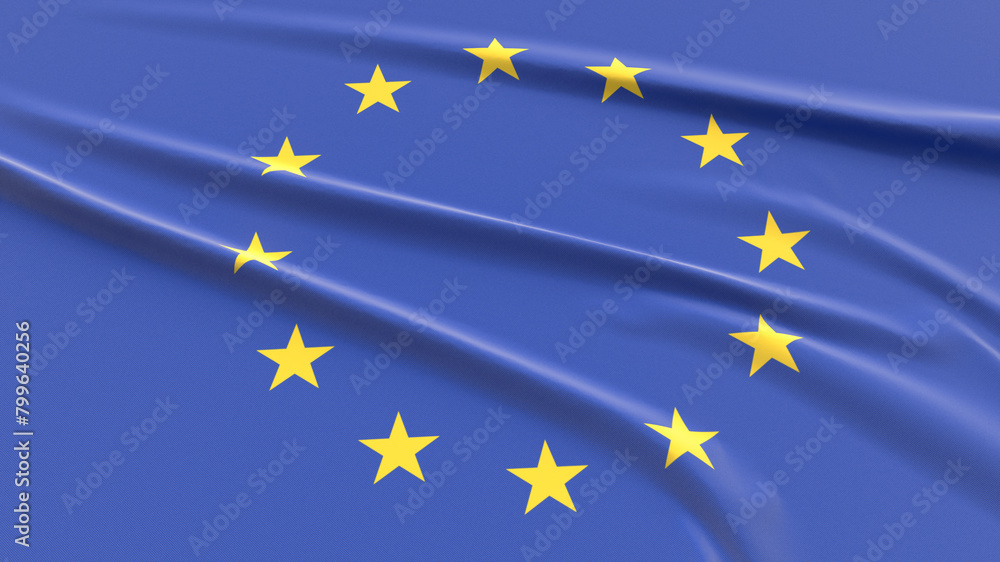 European Union Flag. Fabric textured EU Citizens Flag. 3D Render Illustration. European Union Flag. Fabric textured EU Citizens Flag. 3D Render Illustration.