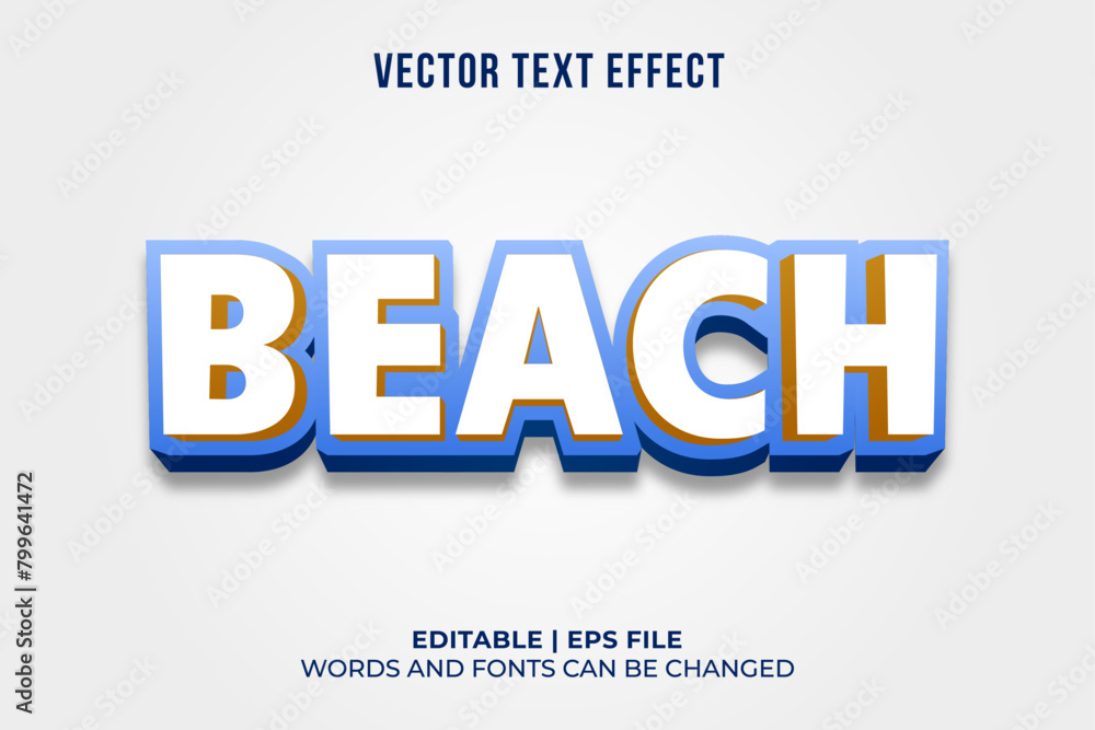 Editable 3d style beach text