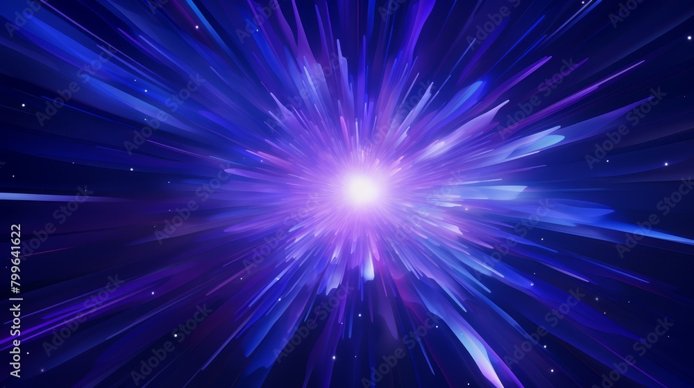 Galactic shockwave design with starburst effect in deep purples and blues, ideal for space exploration themes or astronomy projects,