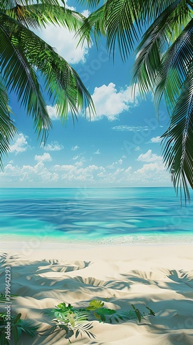 Tropical beach in the Morning  Blue Water  Smooth Sunny day  Summer days in beach 
