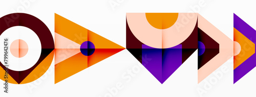 A pattern of colorful geometric shapes, including triangles and circles, in electric blue hues on a white background. The art piece plays with symmetry, tints and shades, resembling glass and liquid