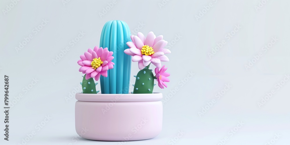 Flowers in a planter, tulip, lily, 3D, childish style, on a white background, aspect ratio 2:1 Flowers in a planter, tulip, lily, 3D, childish style, on a white background, aspect ratio 2:1