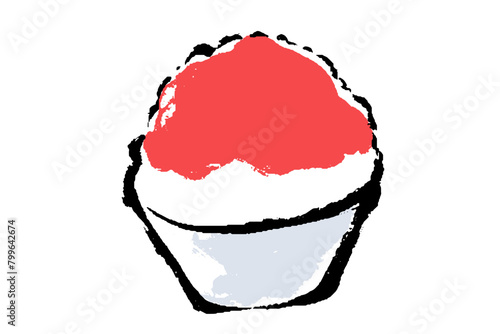 イチゴ味のかき氷のイラスト