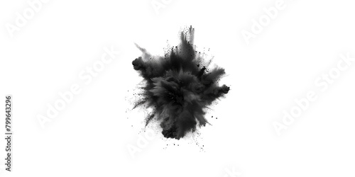 solated black cloud or dust particles explosion on white background #799643296