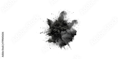 solated black cloud or dust particles explosion on white background #799643636