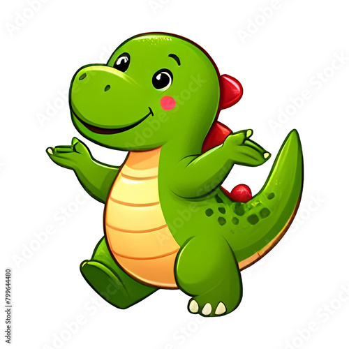 adorable green dino character