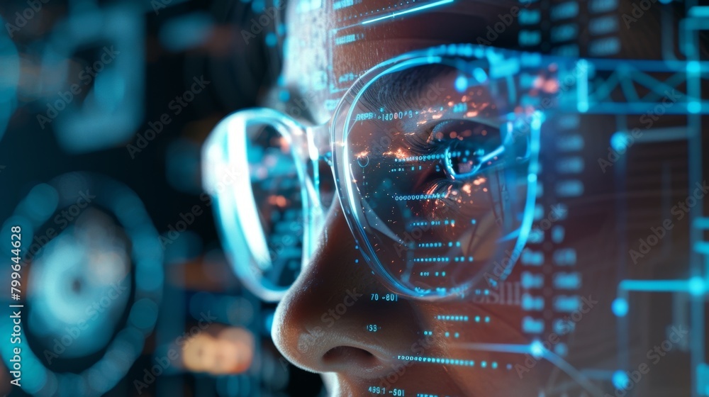 Fototapeta premium A user creating and customizing their own virtual avatar the interface translating their desired features into visual form..