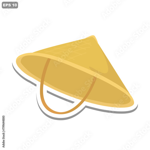 conical hat vector. vector image of Caping or traditional bamboo hat for Asian farmers. 