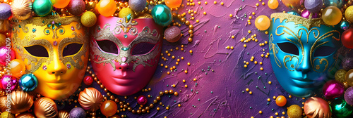 mardi gras mask,
Mardi Gras Treats Food and Drinks in Purple and Green photo