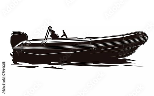 Silhouette of an inflatable boat from a side view, on an isolated white background. vector illustration. 