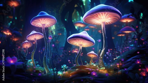 Enchanted Iridescent Mushroom Grove