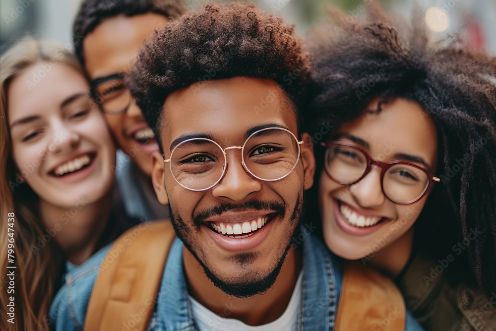 Portrait of a group of smiling young people in eyeglasses Portrait of a group of smiling young people in eyeglasses