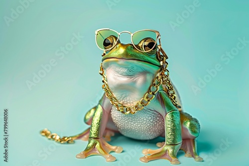 frog with glasses and necklace
