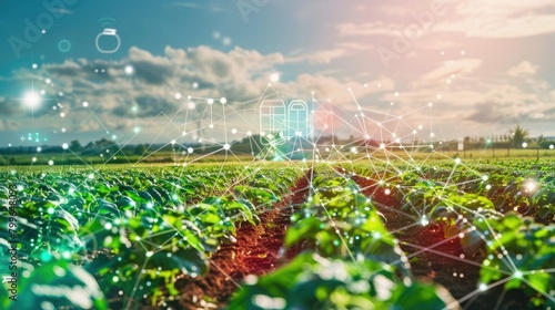 concept of smart agriculture, highlighting technology-driven solutions for farming and food production
