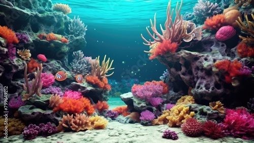 Vibrant Underwater Seascape with Colorful Corals