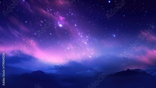 Mystical Night Sky Over Majestic Mountains