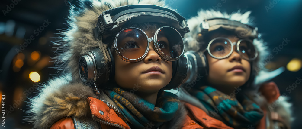 kids in animal suits under cyberpunk visors