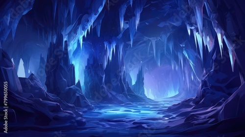 Sapphire Depths: Illuminated Ice Cave Wonders