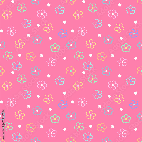 Seamless pattern with hand drawn flower. Background for textile, wrapping paper,fashion, illustration.