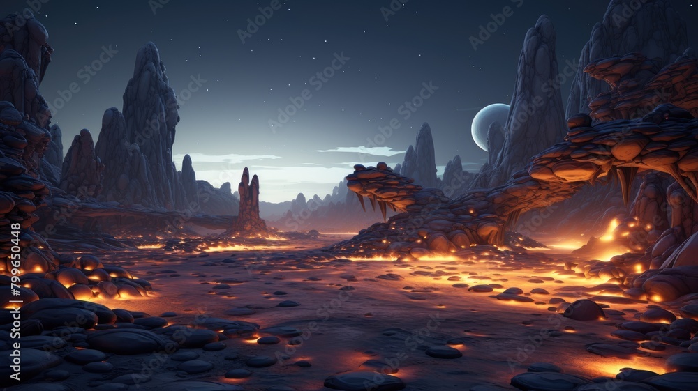 Obsidian Desert Mirage under Celestial Canopy Obsidian Desert Mirage under Celestial Canopy