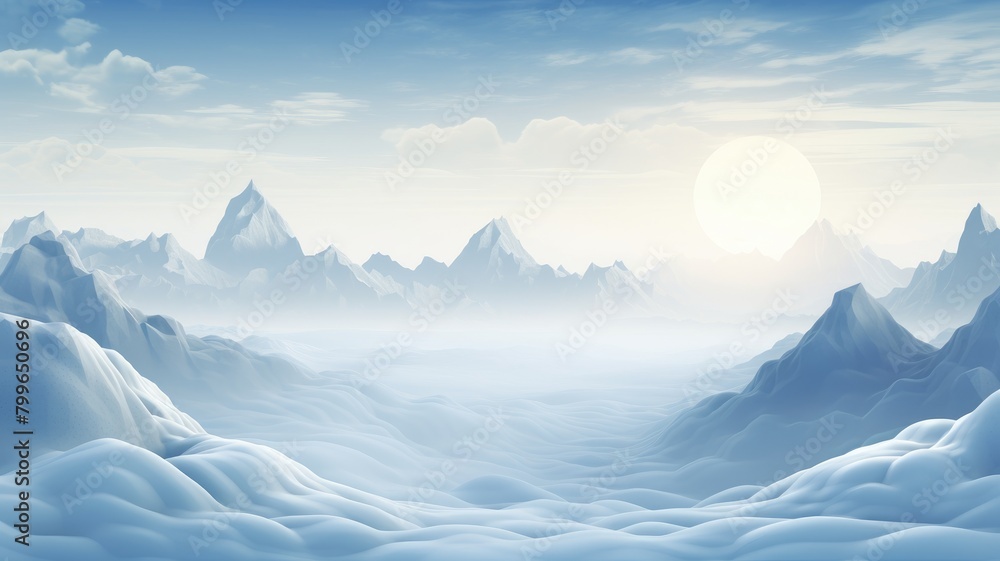 Ivory Cloudscape and Majestic Mountain Peaks
