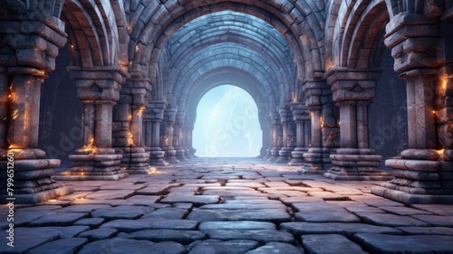 Ethereal Holographic Archways in Ancient Corridor © chesleatsz
