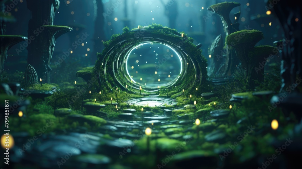 Obraz premium Enchanted Gateway in Emerald Oasis