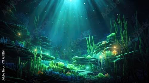 Ethereal Emerald Twilight Underwater Reef