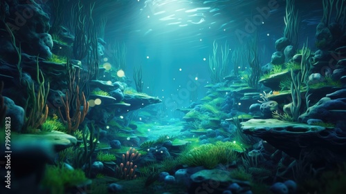 Ethereal Emerald Twilight Underwater Reef
