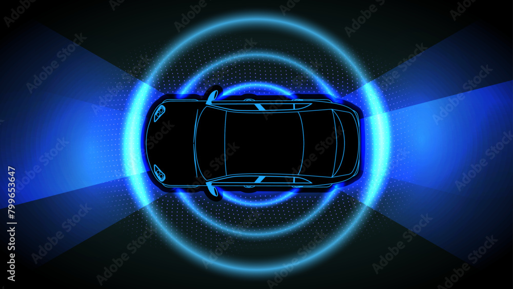 Drive Less Vehical Signal Advanced Driver Assistance Systems. Autonomous smart car with car ...