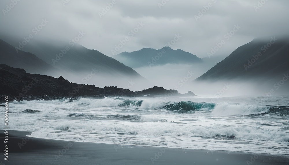 Surreal Coastal Landscape: The Dance of Land, Sea, and Sky