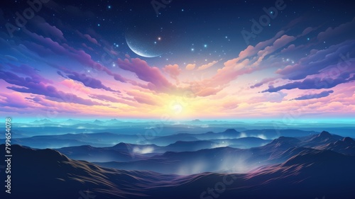 Iridescent Horizon: A Ridge’s Twilight Glow