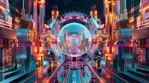 3d futuristic illustration visualized a Hyperparameter Optimization in abstract cityscape photo