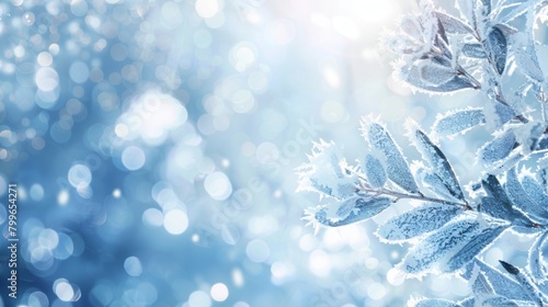 A winterthemed website banner with frost patterns in shades of blue and grey creating a chilly and serene atmosphere..