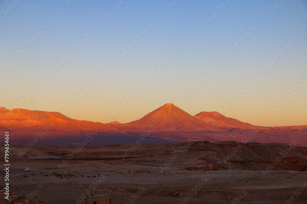 volcano at sunset